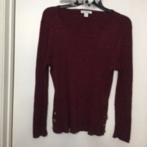 (NEW) Liz Claiborne - Burgundy Crew Neck Long Sleeve Pull Over Top - Size XXL